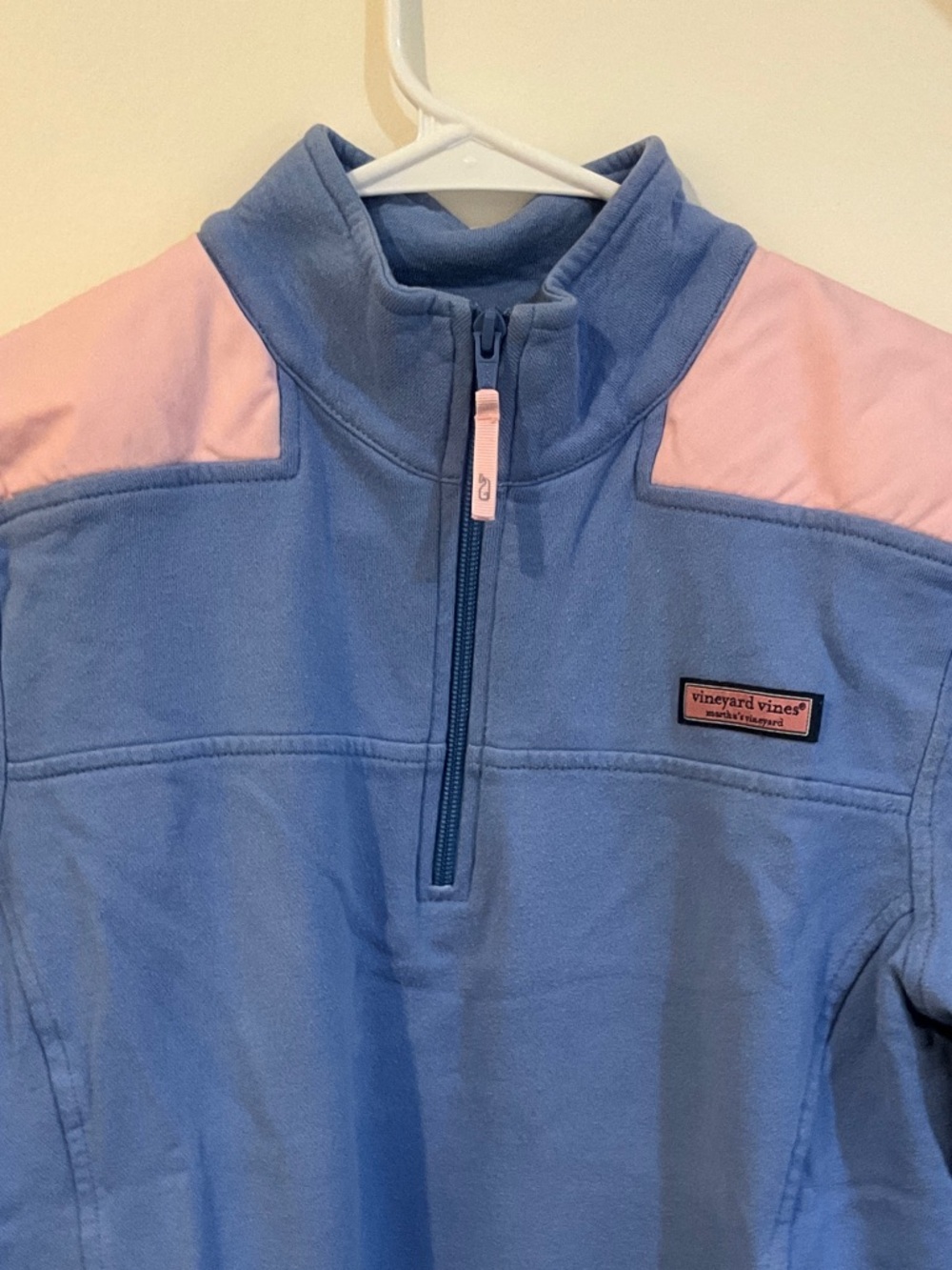 Vineyard Vines Light Blue & Pink Quarter-Zip Pullover Hoodie